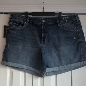 Silver Jeans Dark Blue Jean Boyfriend Shorts